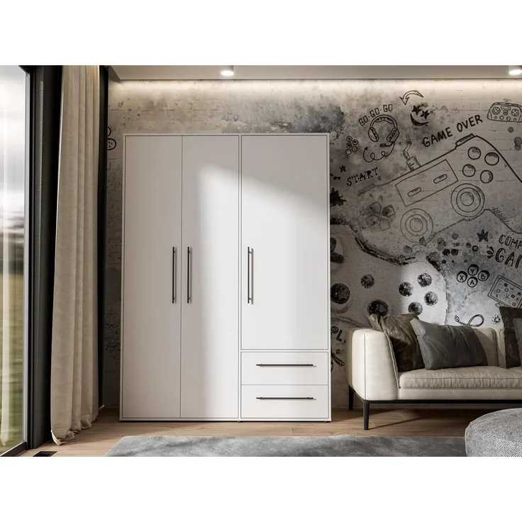 Forte Kleiderschrank MOKKARIS - Schlafzimmer Drehtürenschrank in Weiß (120) – Bild 6