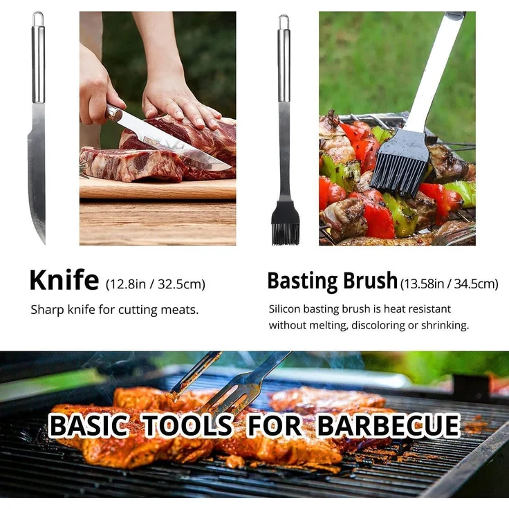 Luxus Kollektion Grillbesteck-Set mit Tasche, 9-teilig, Edelstahl silber – Bild 4
