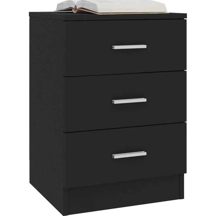 vidaXL Nachttisch Schwarz 38x35x56 cm Holzwerkstoff 800452 – Bild 2