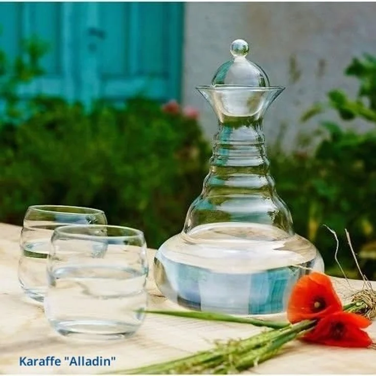 Karaffe Alladin 1,3l Platin - Blume des Lebens - mundgeblasen – Bild 4