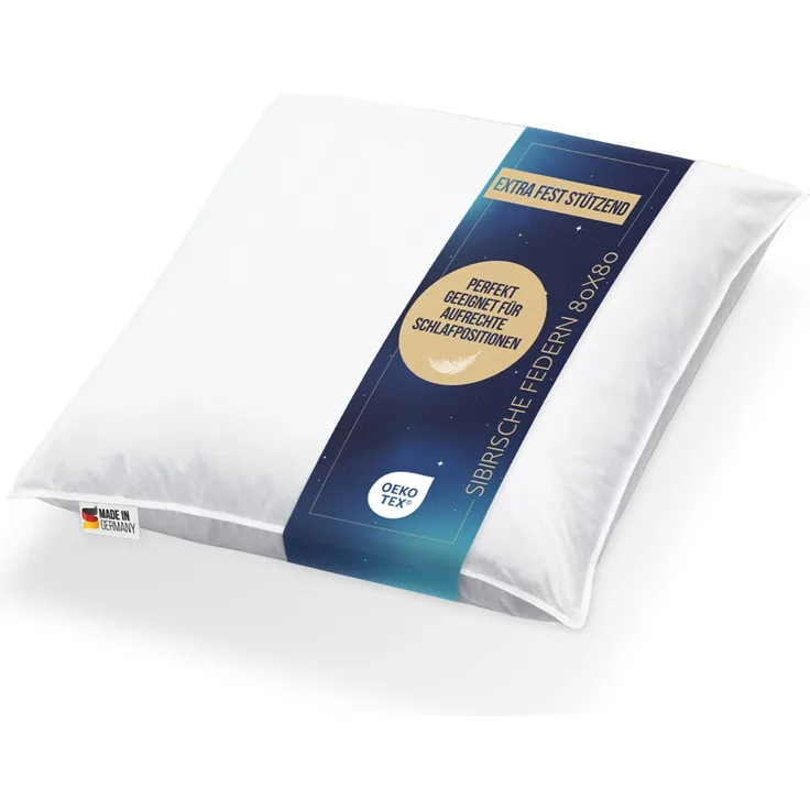 Extra dickes Kopfkissen 1600g 100% neue sibirische Federn 80x80 fest