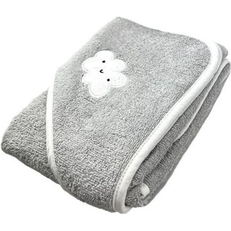 Baby Kapuzenbadetuch » Badetuch 75 x 75 cm » Kleinkind Bade Handtuch mit Kapuze » 100% reine Baumwolle - Grau – Bild 2