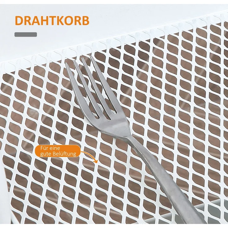 Servierwagen mit 3 Ebenen Küchenwagen mit Rollen Griff Küchenregal mit Korb und Deckel Rollwagen Allzweckwagen für Küche Büro Badezimmer, Weiß--Weiß--45x31x79.4cm--YOUDENOVA – Bild 7