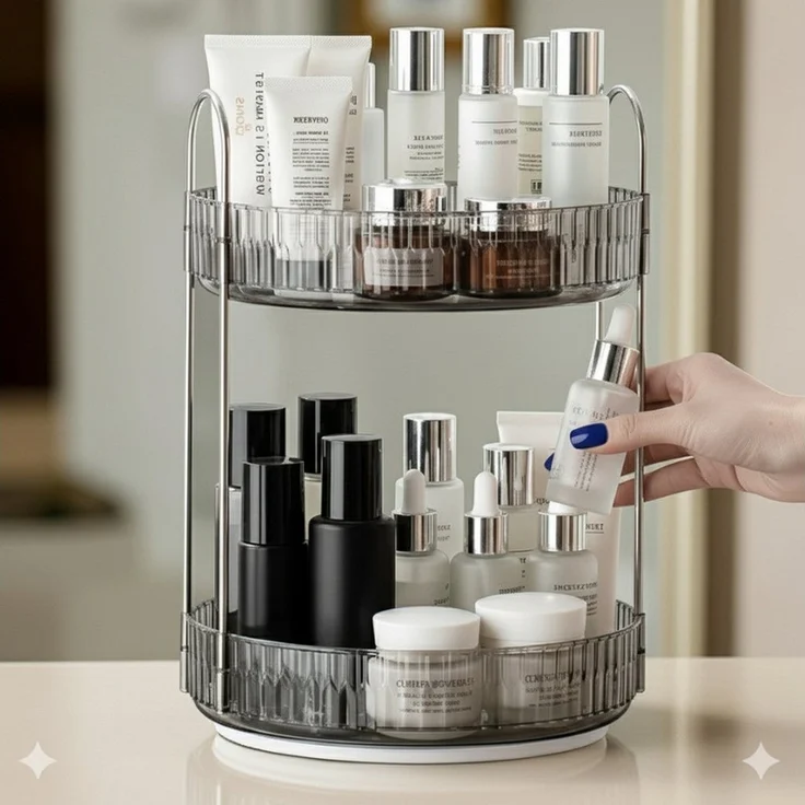 Cheffinger Make-Up Organizer Drehbarer Kosmetik-Organizer - Schminktisch Organizer, 1-tlg, für Make-up & Pflege, 360°-drehbar – Bild 3