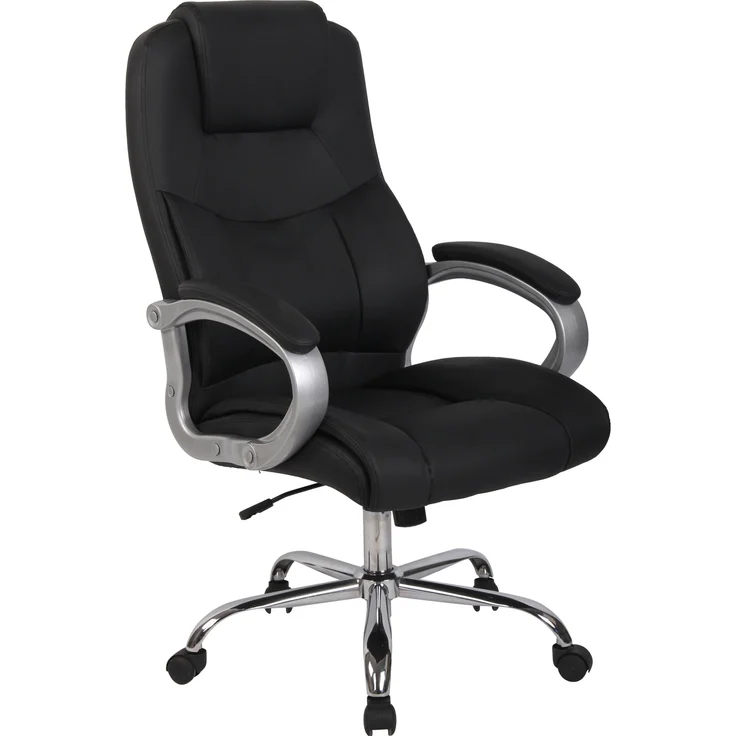 DELUKE® Bürostuhl SYDNEY - 113x66x70, Schwarz Kunstleder Metall Gestell ergonomische Bürostühle Homeoffice Stuhl mit Rollen – Bild 1