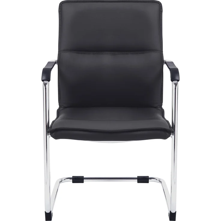 DELUKE® Besucherstuhl SEATTLE - 92x56x60cm, Schwarz Kunstleder Metall Gestell Konferenzstuhl Wartezimmerstuhl – Bild 4