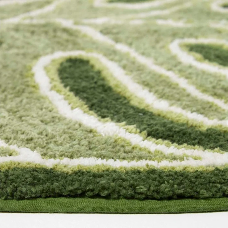 Homescapes Badematte Badvorleger Blatt 65 x 80 cm – Grüne Badematte, 100 % Baumwolle, Höhe 20 mm, 65 x 80 cm – Bild 2