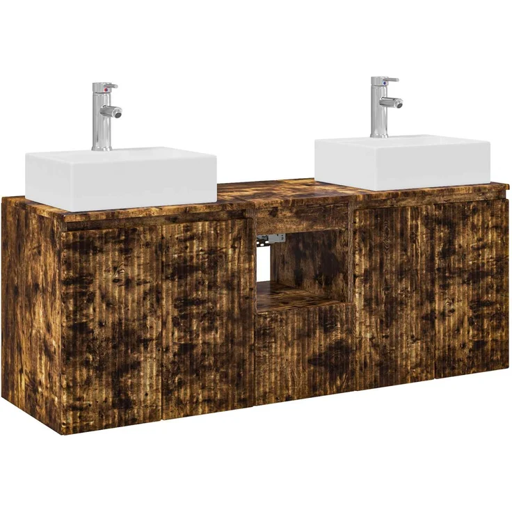 vidaXL Badezimmerschrank-Set 3 stk. Geräucherte Eiche 3405652 – Bild 2
