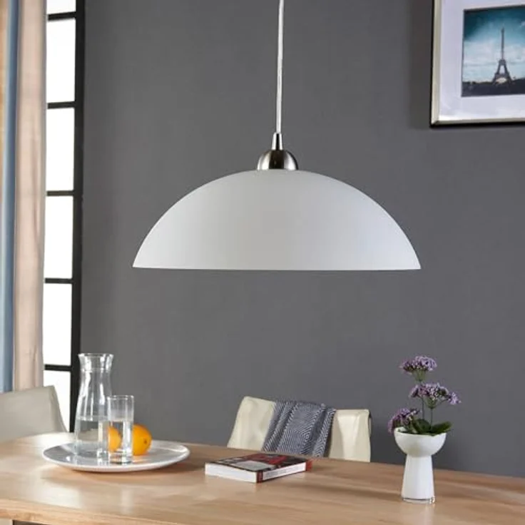 Lindby Hängeleuchte Valeria, Glas, Ø 40 cm, E27, gemütliche Lichtwirkung in Weiß – Bild 3