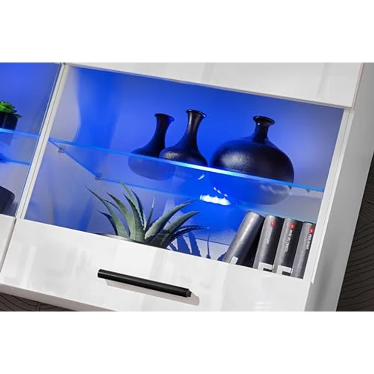 Komodee Hängevitrine Savona, Weiß, Glas, 2 Fächer, rechteckig, 100x50x27.2 cm, modern für Wohnzimmer und Wohnwände – Bild 4