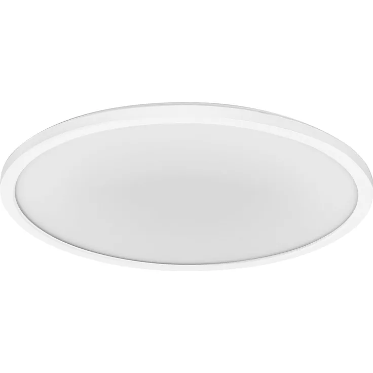 Osram ORBIS Ultra Slim Deckenleuchte 400mm, weiß, 22W, 2720lm, homogenes, warmweißes Licht (3000K) + Hintergrundlicht, dreistufige Dimmbarkeit über Wandschalter, ultraflach, Schutzklasse IP20