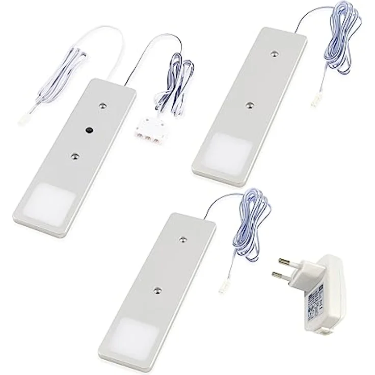 kalb LED Unterbauleuchte LED Unterbauleuchte Solid2, SET silbergrau, mech. Schalter, 3W, 3er Set neutralweiß, warmweiß/neutralweiß – Bild 8