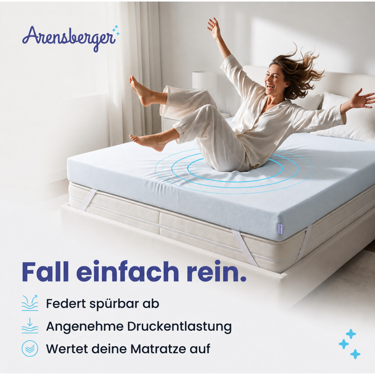 Arensberger Matratzen Topper LUXURY, 90x200cm, Gelschaum und Memory Gel Foam Matratzentopper, waschbar, geeignet für Federkern & Matratzen, Höhe 10cm – Bild 2