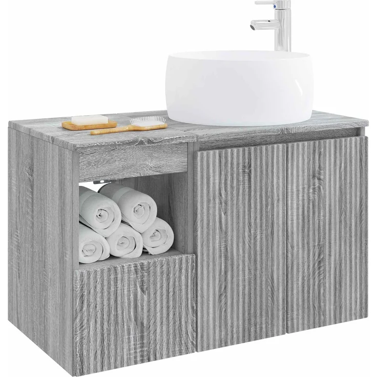 vidaXL Badezimmerschrank-Set 2 stk. Grau Sonoma 79,5 x 44,5 x 80 cm 3404100 – Bild 3