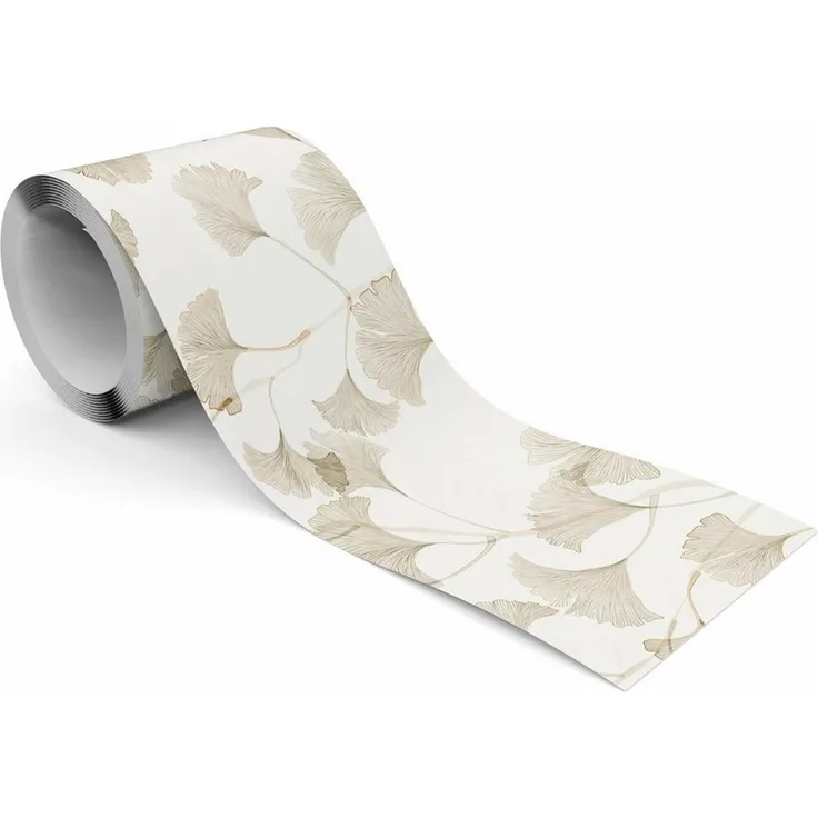 Muralo Bordüre Wandbordüre selbstklebend Blätter – Tapetenbordüre Wohnzimmer, bedruckt, Ginkgoblätter, 10x300 cm, abriebfest, abwischbar
