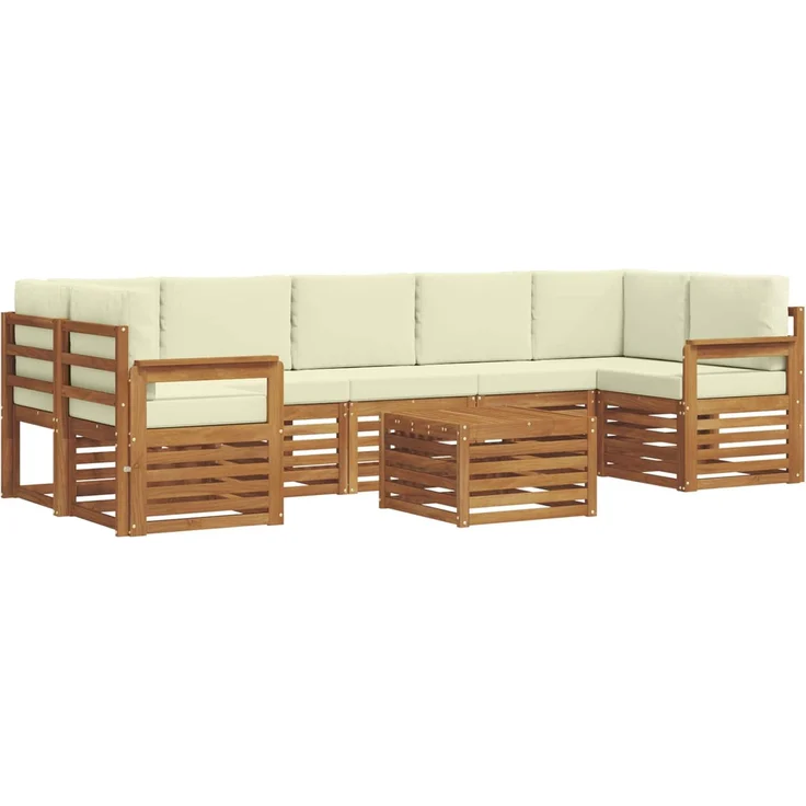 vidaXL Outdoor-Sofagarnitur 8 stk. 7-Sitzer Natur und Creme 3374515 – Bild 2