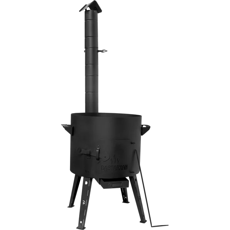 Ø40 Uchag 2mm stahl Utschak mit Schornstein Abzugsrohr Utschag Campingofen Kessel Feuerstelle Feldküche Außenküche Eintopfofen Gulaschkanone – Bild 1