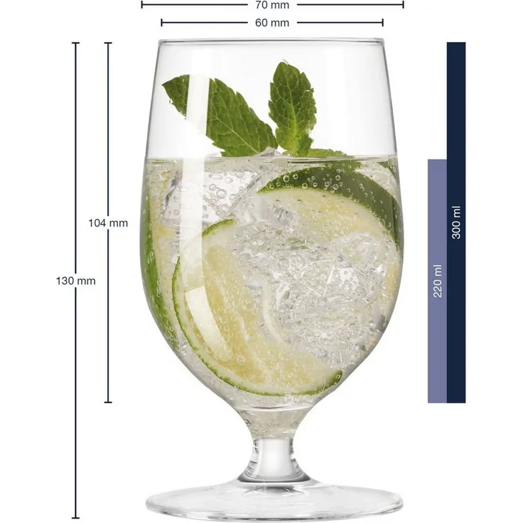 Leonardo Ciao+ Wasserglas 6er Set, Trinkglas, Saftglas, Glas, Extrem Stoßfest, 310 ml, 19839
