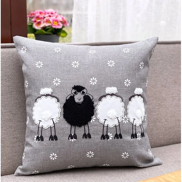 heimtexland Tischdecke Gobelin Tischdeko Osterdeko Tischset Deko Kissen (Stück 1-tlg, 1), Kissenhülle 40x40 I Applikation I Leinen-Optik I Sofakissen – Bild 2