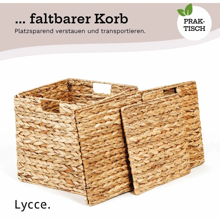Lycce Regalkorb Kallax Einsatz Aufbewahrungskorb Quader Wasserhyazinthe natur 2er Set (2 St) – Bild 7