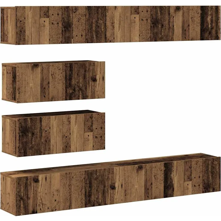 vidaXL 6-tlg. TV-Schrank-Set Wandmontage Altholz-Optik Holzwerkstoff 3329149
