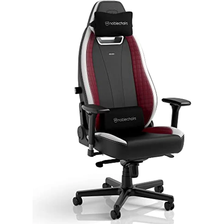 noblechairs LEGEND Gaming Stuhl, ergonomischer Bürostuhl mit PU-Kunstlederbezug in Schwarz/Weißen/Roten Farbkombinationen, bis 150 kg belastbar, Kaltschaumpolsterung, 60-mm-Rollen für alle Bodenarten – Bild 1