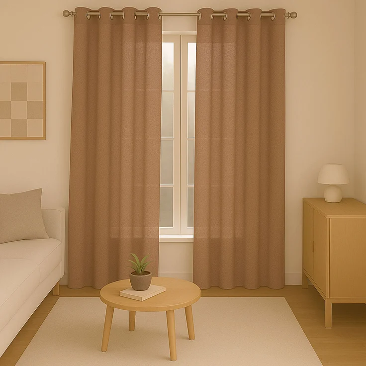 Gardine mit Ösen *** x *** cm ( Breite x Länge ) in ***, blickdichter Vorhang, Ösenvorhang in vielen Variationen 140x225 cm Hellbraun – Bild 3