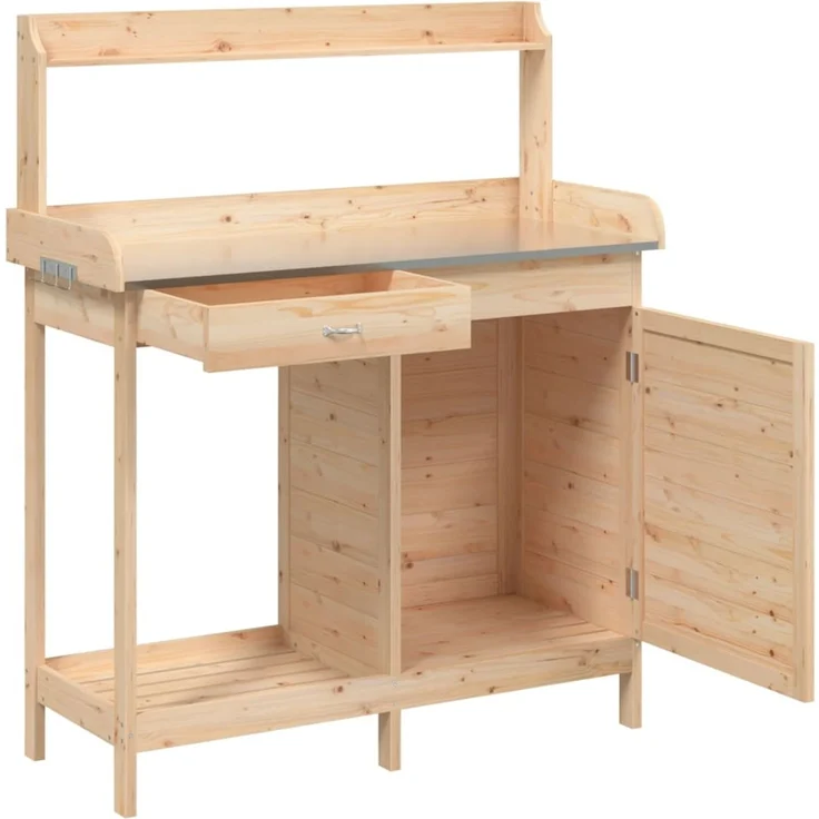 vidaXL Pflanztisch mit Schrank 110,5x45x124,5 cm Massivholz Tanne 156343 – Bild 6