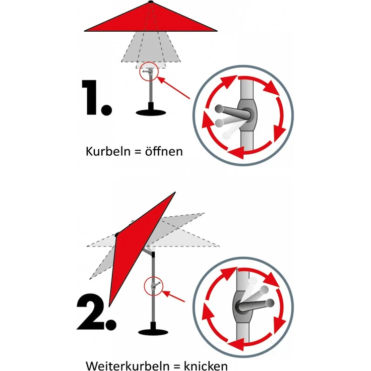 Doppler Sonnenschirm / Kurbelschirm "Active Auto Tilt 320", 320 cm Hellgrau – Bild 4