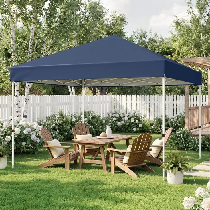 Hawthyhome Faltpavillon 3x3m Pop Up Partyzelt, wasserdicht & UV-Schutz 50+, One-Touch-Schnellaufbau, 3 Höhenstufen, stabiles Kohlenstoffstahl-Gestell, inkl. Tragetasche, für Garten, Camping & Outdoor, Blau – Bild 9