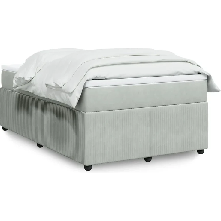 vidaXL Boxspringbett mit Matratze Hellgrau 120x190 cm Samt 3285626 – Bild 1