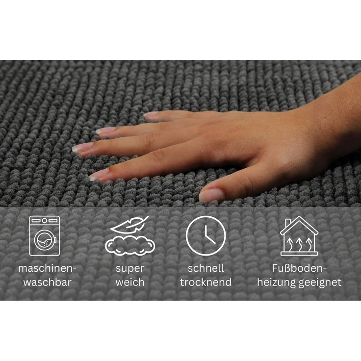 OTTO home Badematte Kaelan, weicher Chenille, Höhe 14 mm, rutschhemmend beschichtet, fußbodenheizungsgeeignet, Polyester, rechteckig, Badvorleger, Badteppich weiches Chenille, pastellfarben, Badezimmer – Bild 2