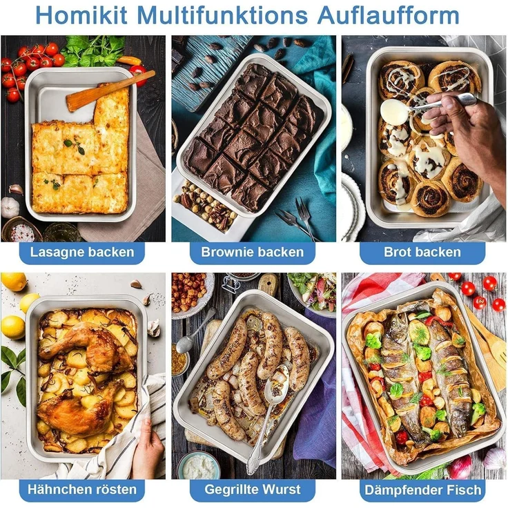 Homikit Auflaufform Rechteckig 27x21x8 cm Edelstahl Lasagne – Bild 7