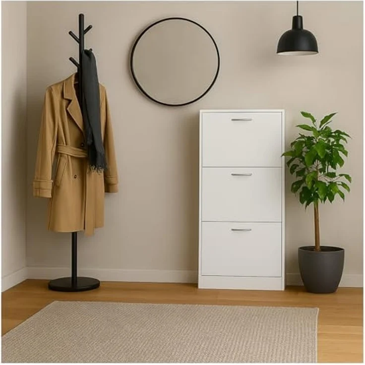 HTI-Living Schuhkipper Schuhschrank Thekla Weiß (Stück, 1 St, 1 Schuhschrank), Schuhkipper mit 3 Fächern – Bild 1