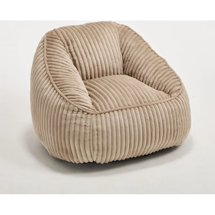 Wohnora-Bean Bag Stuhl mit Memory-Schaumstofffüllung, gestreifter Blasen-Plüsch, flauschig, gemütlich, gemütlicher Sofa für Wohnzimmer, Wohnungen und Schlafsäle,H 73cm x T 98cm x B 92cm,Kamel + Braun – Bild 3