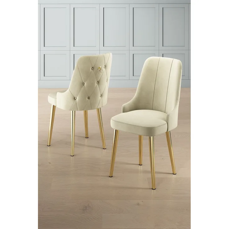 Skye Decor 'Newa - Cream, Gold' Stuhlset (2-teilig), Creme / Gold, 46 x 94 x 46 cm