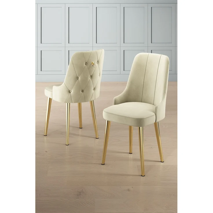 Skye Decor 'Newa - Cream, Gold' Stuhlset (2-teilig), Creme / Gold, 46 x 94 x 46 cm – Bild 1