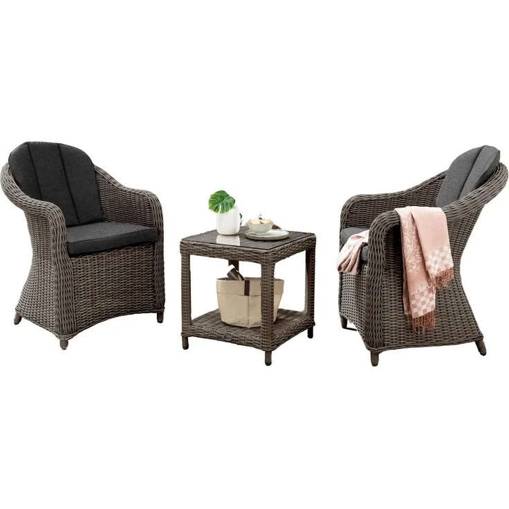 Destiny Balkonset MALAGA MERANO, 2x Sessel, 1x Tisch 46 x 46 cm