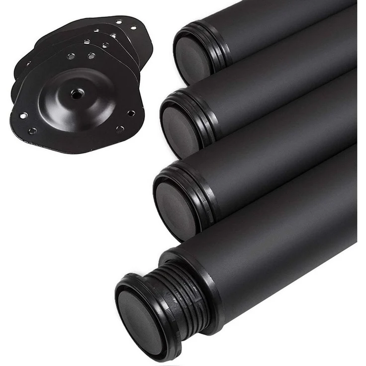 SO-TECH® Tischbein Ø 76 / 80 mm, belastbar bis 75 kg pro Stück, H: 71cm, Stahl, schwarz, höhenverstellbar bis 32mm, 4x – Bild 1