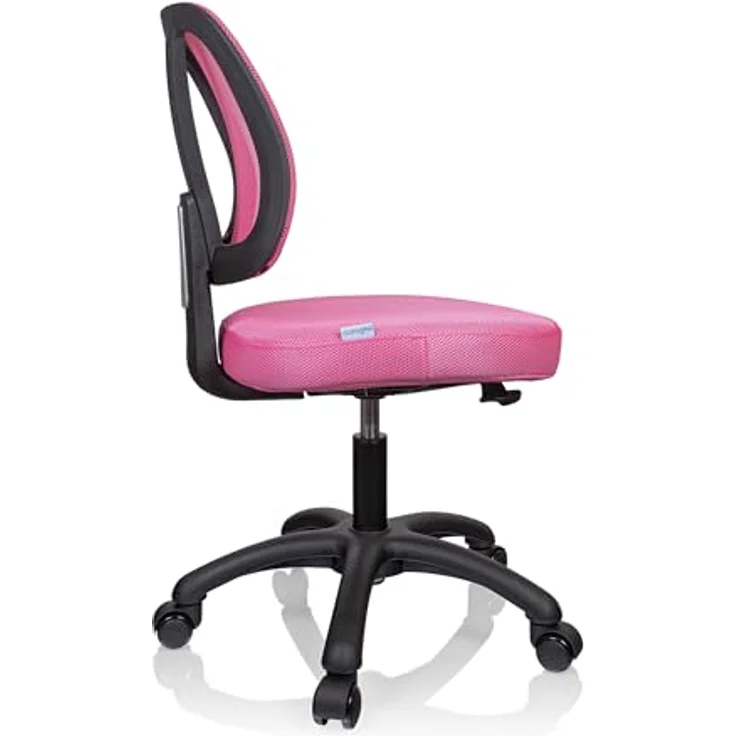 hjh OFFICE 736421 Kinder Schreibtischstuhl Kid YU 200 Netz Drehstuhl mit atmungsaktiver Rückenlehne, Rosa – Bild 6