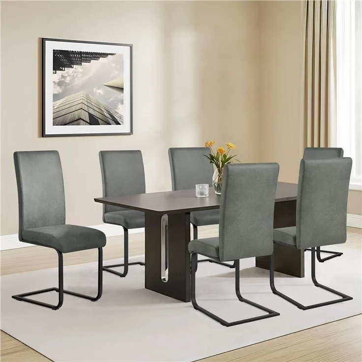 Yaheetech Esszimmerstuhl 2/4/6-er Küchenstuhl (4 St), Schwinger Polsterstuhl mit Ergonomischer Rückenlehne & Metallbeine