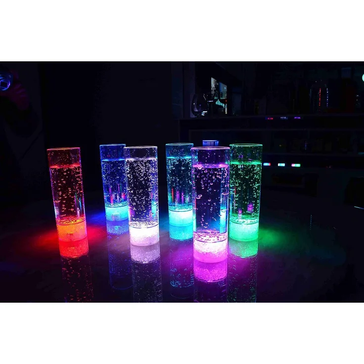 PRECORN LED Blinklicht 1x LED Longdrinkglas Longdrinkgläser beleuchtetes Trinkglas 400 ml