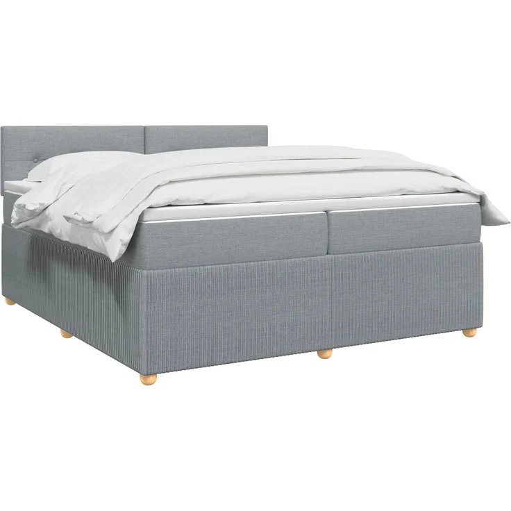 vidaXL Boxspringbett mit Matratze Hellgrau 200 x 200 cm Stoff 3453009 – Bild 3