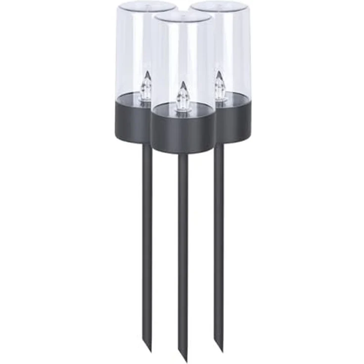 MeLiTec LED Solarleuchte Edelstahl Solarfackel, SO37-1, LED fest integriert, warmweiß, 3er Set – Bild 7