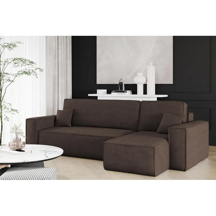 Kaiser Möbel Ecksofa mit schlaffunktion und bettkasten, Eckcouch BEST L stoff Poso