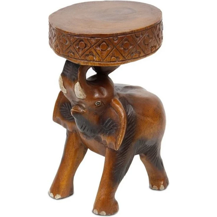 Oriental Galerie Blumenhocker Rundhocker Dekotisch Elefant 41 cm (1 St) – Bild 4