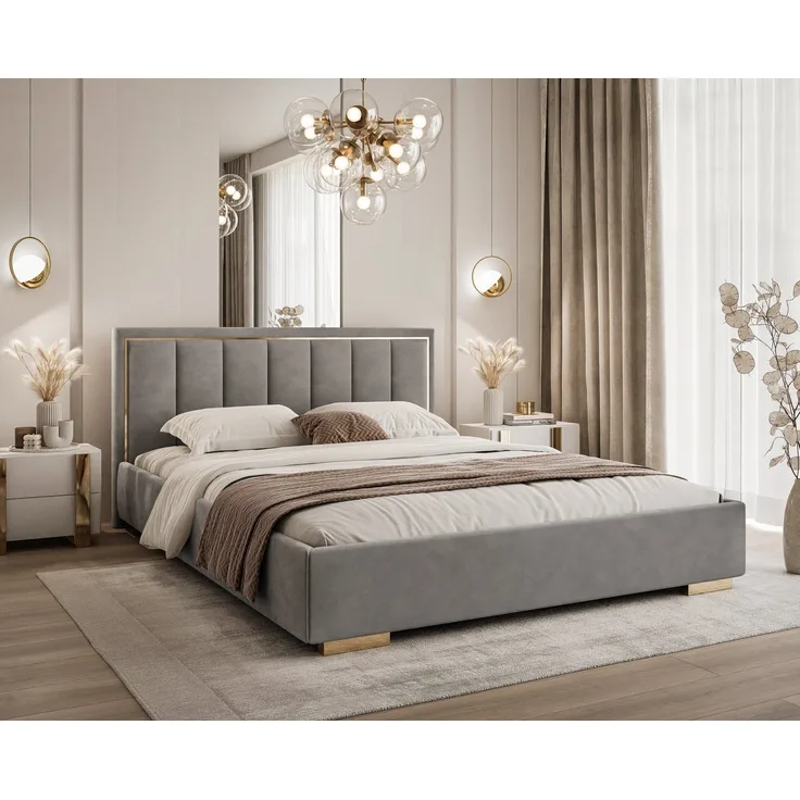 Lookway Polsterbett AURELIA mit Bettkasten und Metallgestell 160x200 – Jasmine 90, ohne Matratze