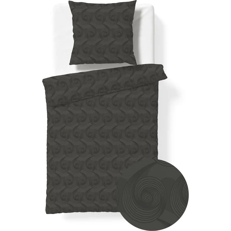 Fleuresse Mako Damast Bettwäsche uni 135x200 Kreise Schnecke espresso 454612-9031 – Bild 2