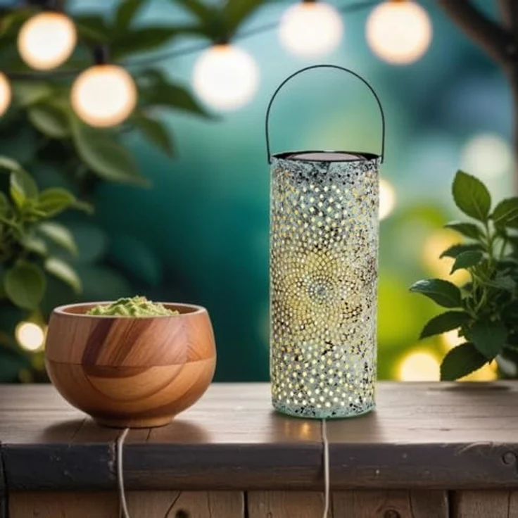 Marrakesch Orient & Mediterran Interior LED Solarleuchte 2er Set Vintage Solarlaterne Solar Laterne Windlicht Outdoor Grün, LED fest integriert, Handarbeit – Bild 4