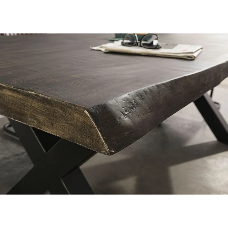 Baumtisch Mango 200x100x77 grau lackiert / X-Beine anthrazit matt FREEFORM 5 – Bild 4